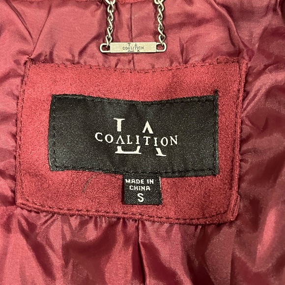 NWOT LA Coalition Burgundy Suede Vegan Leather Jacket S - Picture 7 of 9